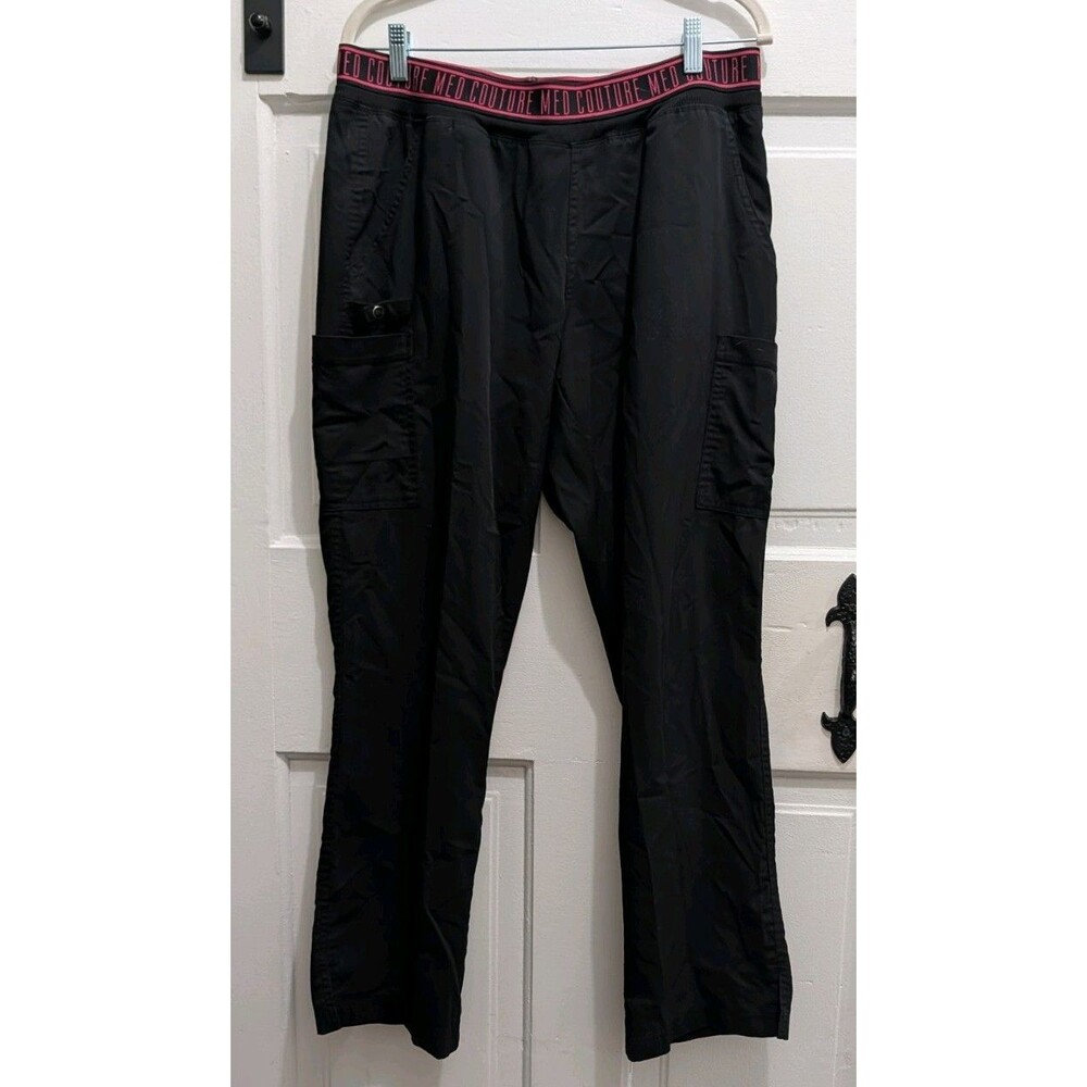 Med Couture Touch Yoga Cargo Scrub Pants Black Women Large L 7739